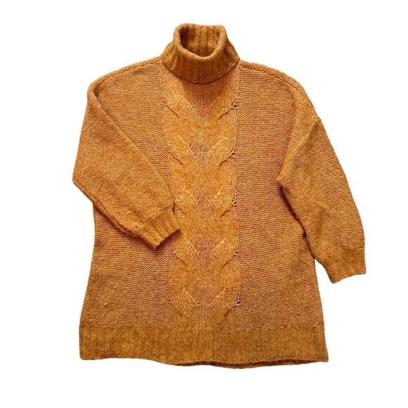 Aerie Cable Knit Turtleneck Sweater Women’s M Oversized Wool Chunky Copper - Picture 1 of 12
